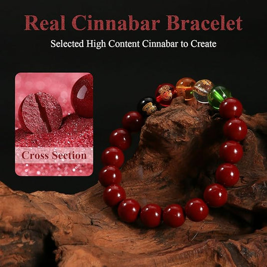 Chinese Feng Shui Good Luck and Wealth Bracelet for Men Women Red Cinnabar Bead,Lucky Bracelets Used to Bring wealth,Success,Money,Attract Wealth Money Feng Shui Jewelry,Wealth and Lucky Protection Amulet Taisman