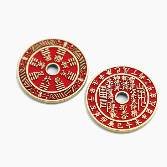 1.1in Chinese Feng Shui Coins Good Luck Fortune Coin, Traditional Chinese Good Fortune Coins, Copper Feng Shui I-Ching Good Luck Coins, 2Pcs Good Luck Charms for Wealth and Success,A