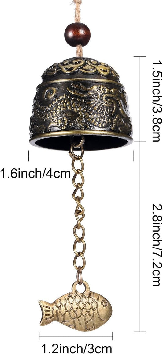 2 Pieces Fengshui Bell Vintage Dragon Bell Fengshui Wind Chimes Good Luck Hanging Supplies for Home Garden Good Luck Blessing Patio Yard Indoor Outdoor Front Door Decorations