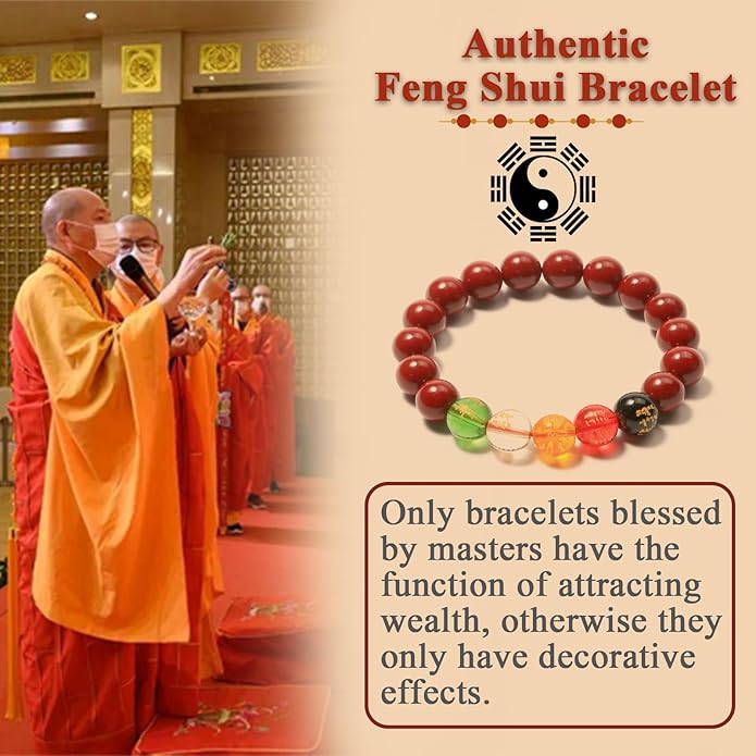 Chinese Feng Shui Good Luck and Wealth Bracelet for Men Women Red Cinnabar Bead,Lucky Bracelets Used to Bring wealth,Success,Money,Attract Wealth Money Feng Shui Jewelry,Wealth and Lucky Protection Amulet Taisman
