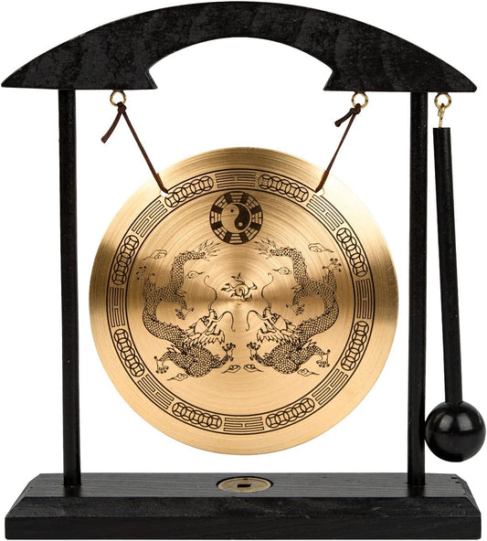 Zen Art Brass Feng Shui Desktop Gong for Home Office Table Decor Collectible Figurines