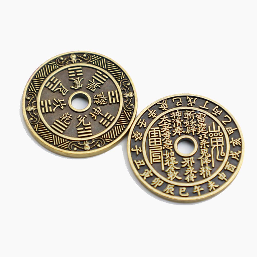 1.1in Chinese Feng Shui Coins Good Luck Fortune Coin, Traditional Chinese Good Fortune Coins, Copper Feng Shui I-Ching Good Luck Coins, 2Pcs Good Luck Charms for Wealth and Success,A