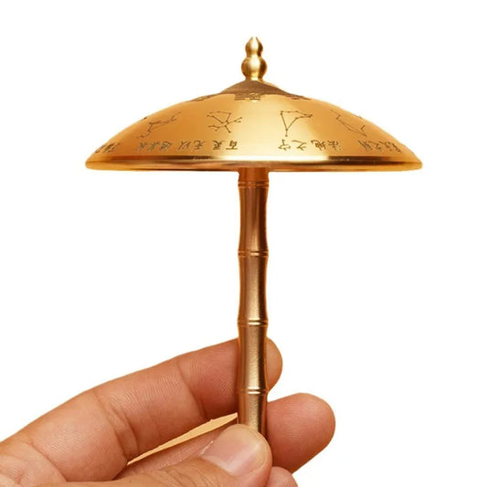 Brass Bagua Taiji Umbrella – I Ching Feng Shui Tool – Zodiac Divination Artifact – Halloween Magic Prop – 9.5CM Miniature Collector’s Edition