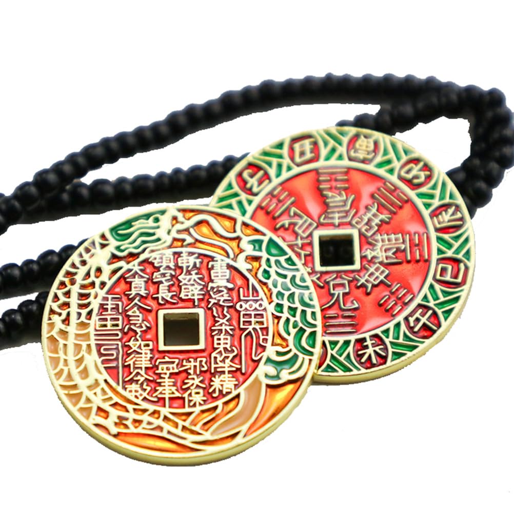 1.1in Chinese Feng Shui Coins Good Luck Fortune Coin, Traditional Chinese Good Fortune Coins, Copper Feng Shui I-Ching Good Luck Coins, 2Pcs Good Luck Charms for Wealth and Success,A